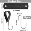 GGXZHT S Hooks Black with Leather Loop, Pack of 12,