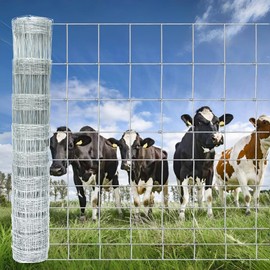 Farm Fence 4ft x 164ft Heavy Zinc Coating Cattle Fence,Galvanized Field Wire Fencing Deer Fence,Goat Fence,Hog Wire Fencing for Yard Livestock & Animals Protection