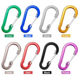 HUIOP mosquetón, Paquete de 5 Clips de mosquetón Mini Llavero de aleación de Aluminio Clip de mosquetón Anillos en D para Acampar Senderismo Pesca Mochilero,mosquetón