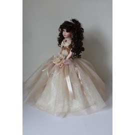 KINNEX COLLECTIONS SINCE 1997 18" Porcelain Quinceanera Umbrella Doll (Quince Anos) Centerpiece ~ KW18631-34 ~ (Champane)