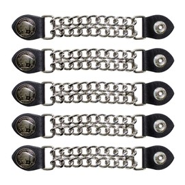 Motorcycle Leather Vest Extender with Chrome Chain for Men Biker Set of 5, Buffalo Nickel