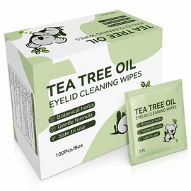 Tea Tree Oil Eyelid Wipes for Blepharitis & Dry Eyes – 100 Individually Wrapped – Gentle Eyelid Cleanser for Demodex Itchy & Stye Eyes – Alcohol-Free Daily Lash & Lid Hygiene Wipes with Chamomile