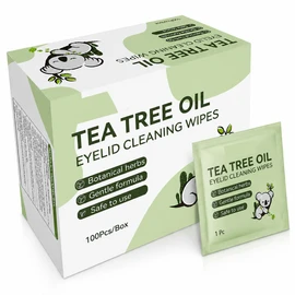 Tea Tree Oil Eyelid Wipes for Blepharitis & Dry Eyes – 100 Individually Wrapped – Gentle Eyelid Cleanser for Demodex Itchy & Stye Eyes – Alcohol-Free Daily Lash & Lid Hygiene Wipes with Chamomile