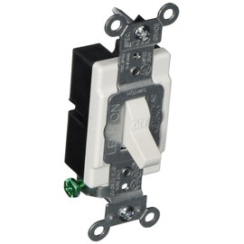 Leviton 20-Amp, 120/277-Volt, Toggle Single-Pole AC Quiet Switch, Commercial Grade, Grounding, CSB1-20W, White