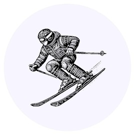 24 x 40mm Round 'Downhill Skier' Stickers (SK00066341)