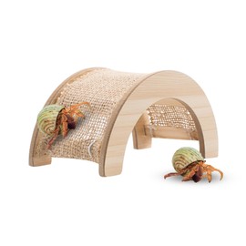 Hermit Crabs Climbing Bridge, Wooden Hermit Crab Climbing Toys with Jute Cloth, Hermit Crab Hideout, Aquarium Tank Accessory Small Animals Cage Accessory for Hermit Crab Hamster Chinchilla Ferret