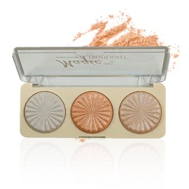 Powder Highlighter Makeup, Blushers for Cheeks Make Up 3 Colors Glitter, Shimmer Versatile Makeup Palette, Long-lasting Bronzer Powder Contour & Blush Palette, Waterproof Baked Powder