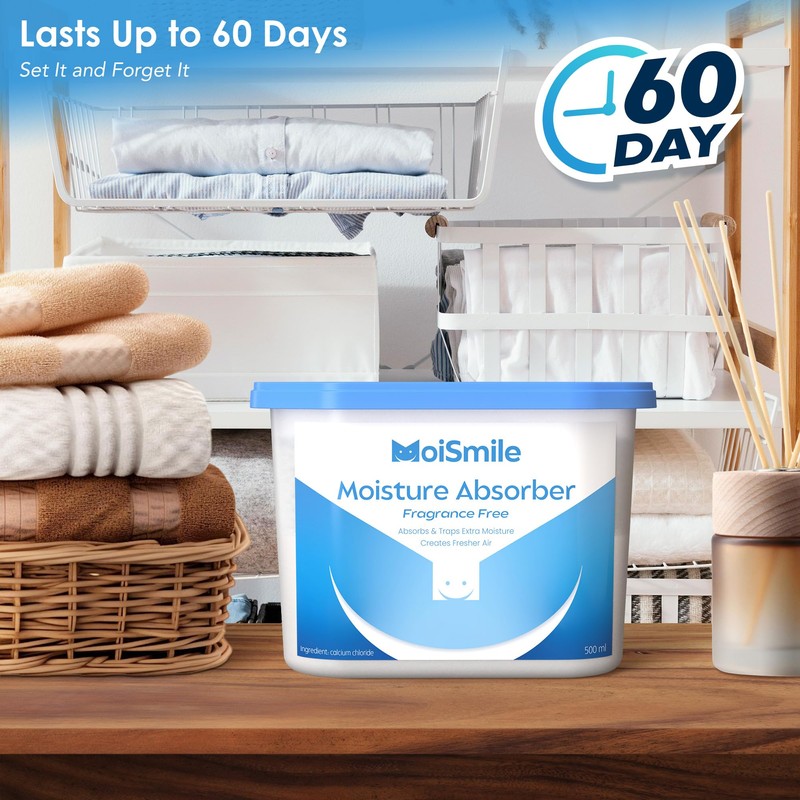 Moismile Moisture Absorbers 12 Pack, Fragrance-Free Closet Dehumidifier for Bathroom,