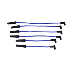 A-Team Performance - Cables de bujía de silicona de 8 mm con bota negra de 90 grados para distribuidor HEI - Compatible con Ford Truck 6 Cylinder 250 300 4.9L Azul