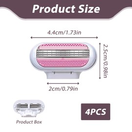 4 Pcs Venus Snap Razor Refill Blades, Heads Compatible with Venus Women’s Razor, 3-Layer Blades for Smooth Shaving, Easy Replacement Heads for Women (Pink)