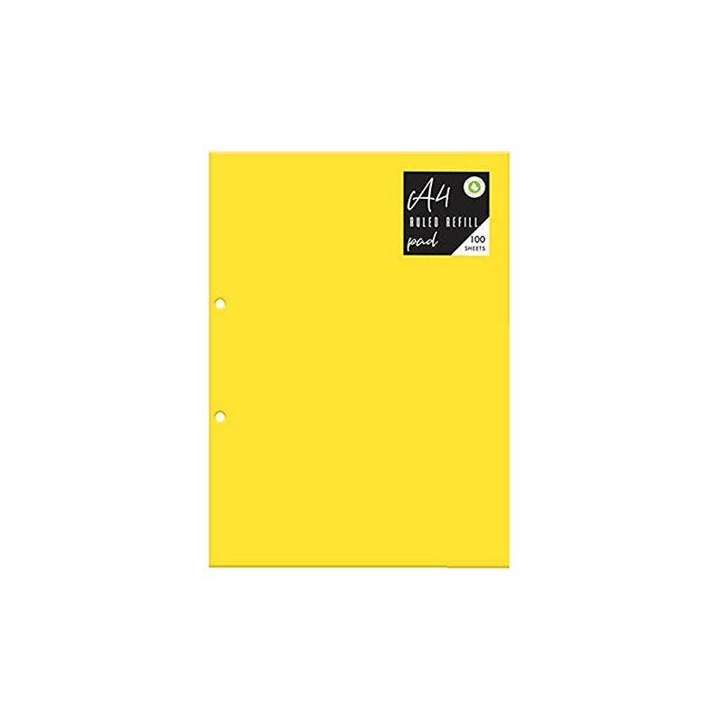 A4 Ruled White Paper Refill Yellow Notepad Notebook 100 Sheets