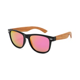 MIAROZ Wooden Sunglasses, Polarised Sunglasses, Men and Women, Natural Wood, UV400 Glasses, 100% Anti-UV Polarised, Pink Lily