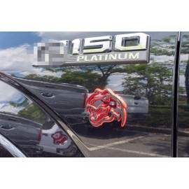 Unbranded PAIR Dinosaur T-Rex TRX Emblem Badge fits Dodge Ram Logo Gray Red