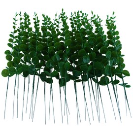 PEIJIIU Artificial Eucalyptus Stems 30 pcs, Fake Greenery Stems Leaves, Faux Eucalyptus Leaves, for Vases, Home Decor, Wedding Bouquent, Christmas Decor, Green