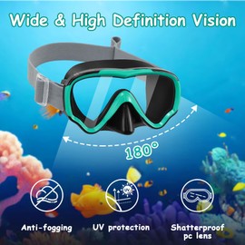 Vvinca 2 Pack Snorkeling Gear for Kids Dry Top Kids Snorkel Set for Boys Girls Junior Youth Children Age 4-14 Swim Goggles with Nose Cover Anti-Fog Panoramic View Adjustable Elastic Diving Mask