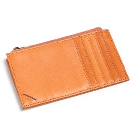 Leather Factory Dualline (Dual Line) Thin Wallet, Coin Purse, Credit Card Case, Men's, Genuine Leather, Tochigi Leather, Fragment Case, brown (caramel)