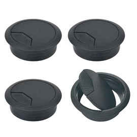 4Pcs Desk Cable Wire Grommet, 60mm(2.36inch) Black Desk Grommet Cord Cable, Desk Table Grommet Cable Tidies for Home and Office Table Surface Port Hole Covers (60mm)