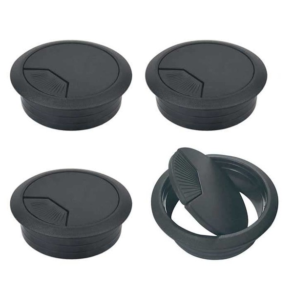 4Pcs Desk Cable Wire Grommet, 60mm(2.36inch) Black Desk Grommet Cord