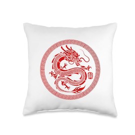2024 Chinese New Year of Dragon Martial Arts Shirt Chinese New Year of Dragon Kung Fu Themed Throw Pillow, 16x16, Multicolor