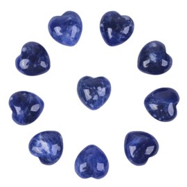 Justinstones Natural Sodalite Gemstone Healing Crystal 0.8" Mini Puffy Heart Pocket Stone Iron Gift Box (Pack of 10)