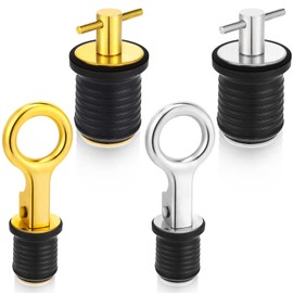 MorningRo 4 Pcs Boat Plugs 1 Inch Boat Drain Plug T Handle and Snap Handle Rubber Boat Plugs with Brass Handle Boat Accessories Stainless Steel Handle Boat Drain Plug
