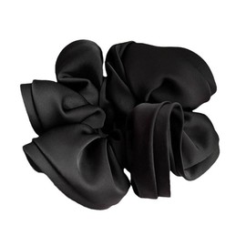 Shefun Chou Silk Hair Rubber Volume Satin Hair Elastic Elegant Stylish Adult Women's Hair Ornament JP218 (Black)