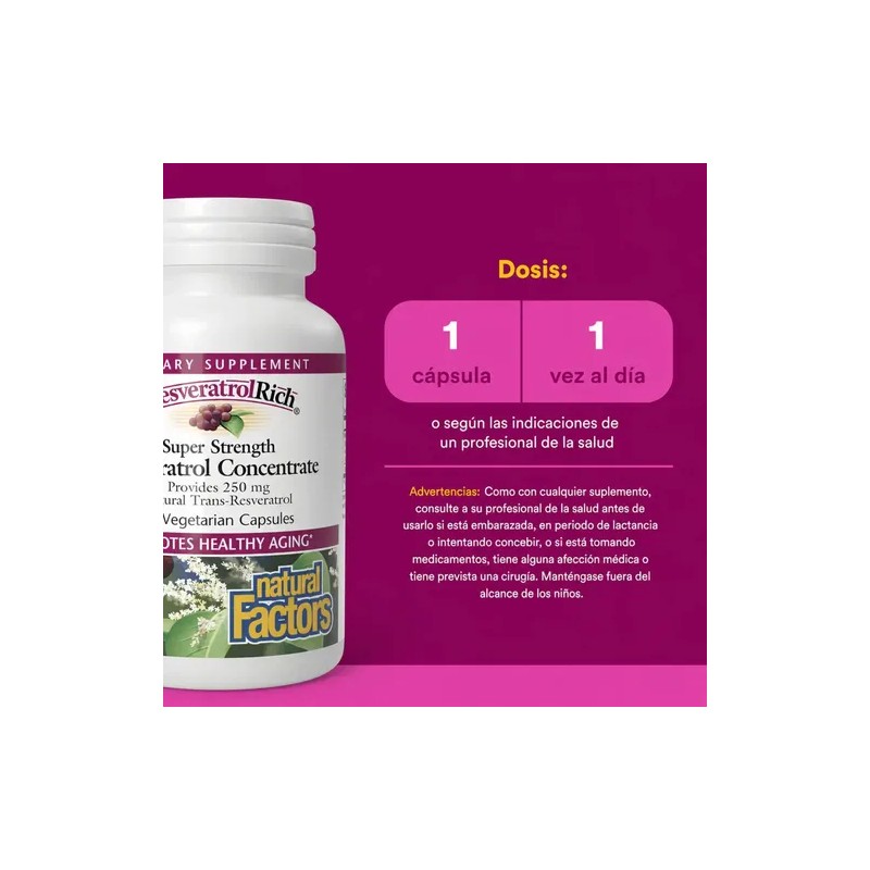 Resveratrol 500 mg ResveratrolRich 60 Cápsulas Natural Factors