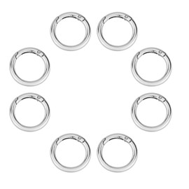 8pcs Spring O Ring, Spring O Rings Snap zinc Alloy Round Carabiner Keyrings Four Sizes are Suitable for Bags, Key Rings, Wallets and Handbags.wurenji (Silver 25mm/1in)