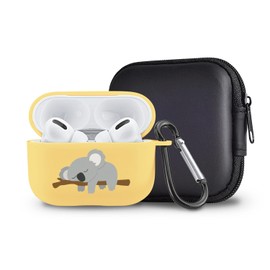 Cute Sleep Koala Case Compatible with AirPods Pro 2 with Keychain, Cartoon Animal Design Soft TPU Cover for AirPods Pro 2nd Generation Charging Case Smooth Protective Shell for Girl Women（Yellow）