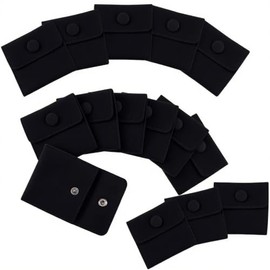 Ruaizel 15 Pcs Velvet Jewelry Storage Bags, Velvet Small Pouch with Snap Button, Jewelry Packaging Bag for Necklace Bracelet Earrings, Portable Small Gift Bags (Black)
