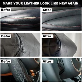 KACODIO Black Leather & Vinyl Repair Kit for Car Interiors, Seats, Furniture & Accessories | Fix Scratches, Tears, Burns on Genuine, Faux, PU Leather | Easy Color Matching & Step-by-Step Instructions