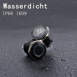 JIQI 2 x 12 mm Momentary Pressure Switch 12 V to 24 V 2 A Waterproof Button Switch Made of Metal IP66 1NO Current Black Push Button with LED Light Connection Wires for Motorcycle Boat Truck RV (Red)