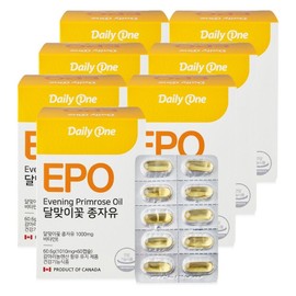 Daily One Evening Primrose Oil Gamma Linolenic Acid 60 Capsules, 7 Pieces, 60.6g / 데일리원 달맞이꽃 종자유 감마리놀렌산 60캡슐, 7개, 60.6g