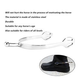 Zerodis Stainless Steel Horse Spores Round Head English Equestrian Spurs Harmless for the Horse for Riding Boots Rider Horsemanship Lovers Love