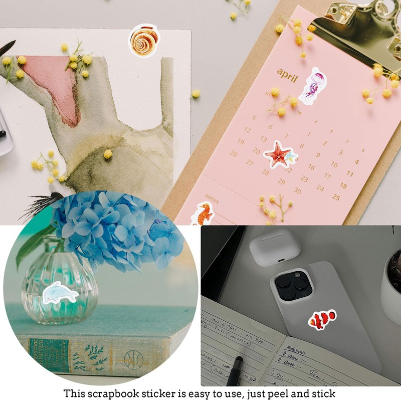 46Pcs Sea Life Stickers, Marine Life Stickers, Vinyl Deep Sea