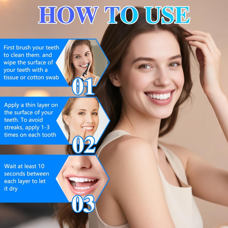 2PCS Tooth Paint, Tooth Polish,Instant White Tooth Paint,Natural Teeth Whitening