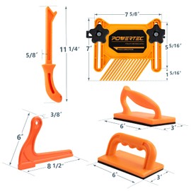 POWERTEC Tandem Featherboard and Push Sticks, Push Blocks Fits Table Saws, Router Tables, Band Saws & Jointers, Wood Pusher Reduces Kickback & Increases Safety for Wood working Accessories. 5PK(71818)