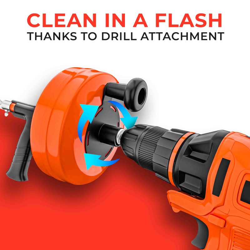 MEISTERFAKTUR drain snake 2.0 [50 FT] - with drill attachment
