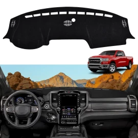 For 2019-2025 Dodge Ram 1500 2500 3500 Cab Non-Slip Dashboard Dash Mat Sun Cover