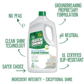 Quick Shine Multi-Surface Floor Finish-Polish 64oz-4pk | Safer Choice, No PFAS, pH Neutral Clean Shine Technology | Squirt & Spread | For Wood, Laminate, LVP, LVT, Tile & Stone | Made in USA
