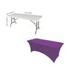 Gowinex 8ft Purple Stretch Spandex Table Cover Tablecloth for Rectangular