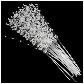 50 piezas de guirnaldas de perlas blancas de 4 mm en tallos de alambre, corona, boda, perla, ramo de novia, decoración de fiesta, hebra con cuentas, guirnalda DIY, ramo de perlas para novia