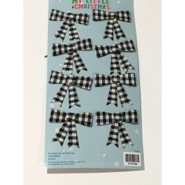 MY LITTLE CHRISTMAS MINI  2" BUFFALO CHECK BOWS 8 PACK SHIP TREE CRAFT VILLAGE