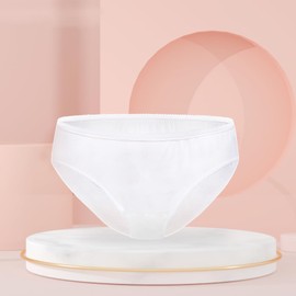 Cielasis 5 Pack Women's Disposable 100% Cotton Underwear Ladies Briefs Panties for for Travel Hospital Hotel Spa Stays Emergencies White