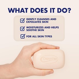 Dermisa Exfoliating Oatmeal Bar | Helps to Gently Cleanse and Exfoliate Dry Skin | Contains Oatmeal + Aloe Vera | NO PARABENS, NO SULFATES | 3 OZ | Pack of 1