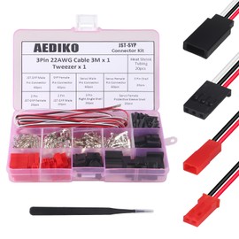 AEDIKO JST Servo Connector Kit 40 Sets Servo Plug Male Female Connector Crimp Pin Cable Kit Compatible JST SYP Futaba for Hitec Spektrum RC