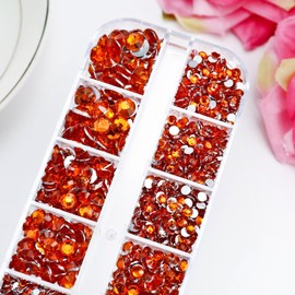 Towenm 4000PCS Orange Rhinestones with B7000 Rhinestone Glue Bedazzler Kit, Glue Fix Flatback Gems Rhinestones for Crafts Clothes Shoes Nails Face Art, Mixed 5 Sizes 2mm 3mm 4mm 5mm 6mm