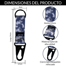 FFIVE - Digital Military Keychain Multifunctional Key Hanging Carabiner Gray