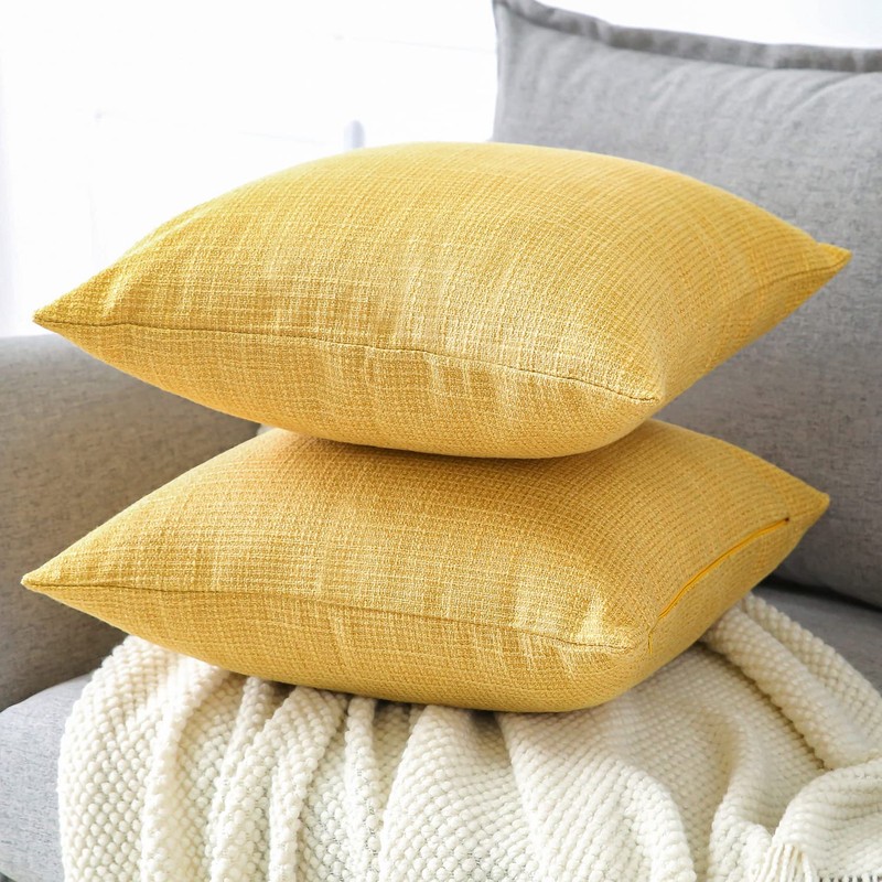 Artscope Cushion Covers Set of 2 Linen Decorative Square Pillowcases