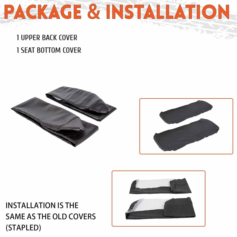 ECOTRIC Black Seat Cover Replacement Set Compatible with 2002-2008 Polaris